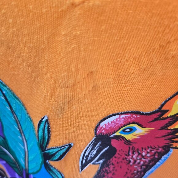 Vintage Karen Scott Orange Upcycled Lorikeet Parrot Applique Short Sleeved Top L - Picture 9 of 16
